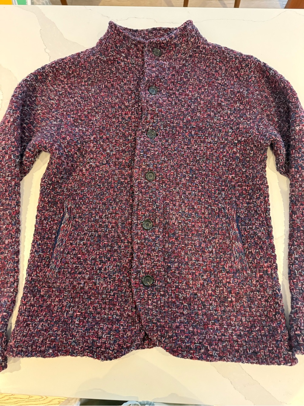 Oliver Spencer Marled Knit Button-Up Extra—Fine Wool Jacket